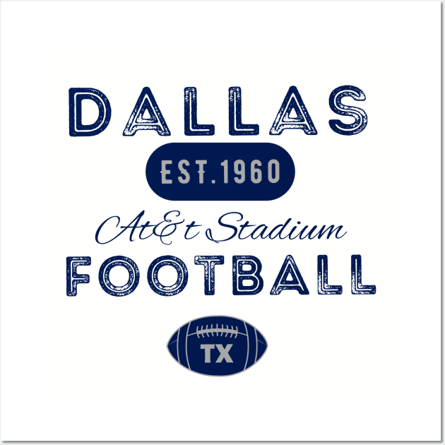 Dallas Football Vintage Style Wall Art by Borcelle Vintage Apparel 